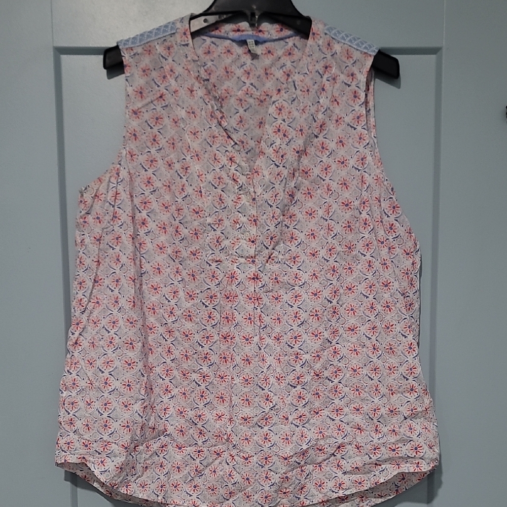 Joules Floral Sleeveless Blouse in Red and Blue